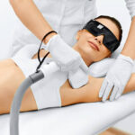 Body Care. Underarm Laser Hair Removal. Beautician Removing Hair Of Young Woman's Armpit. Laser Epilation Treatment In Cosmetic Beauty Clinic. Hairless Smooth And Soft Skin. Health And Beauty Concept.